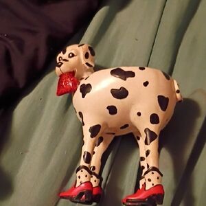 Spotted Dog Figurine with Red Shoes